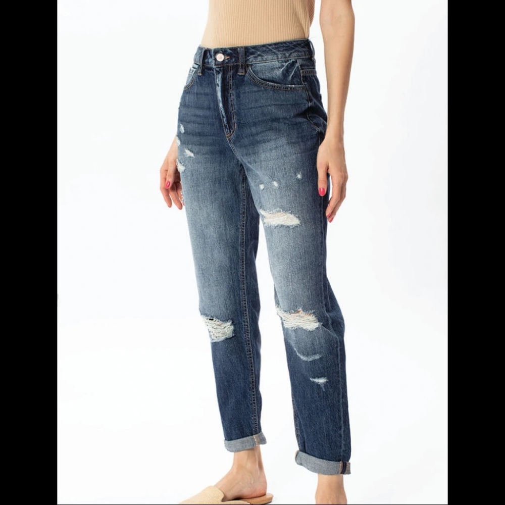 KanCan High Rise Distressed Boyfriend Jean
